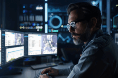 Dispatcher reviewing Jeppesen Dispatch platform.