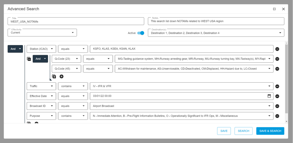 Our comprehensive Search functionality allows you to conduct advanced searches based on complex queries