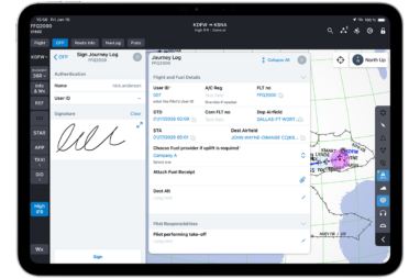 Completed forms and any related signatures are sent during the flight close out.