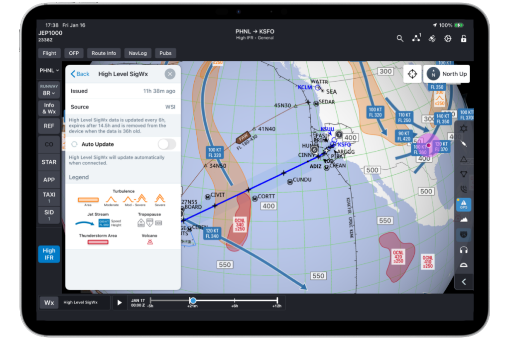 The details sheet provides a selection for auto updates, and a legend for the various symbols.